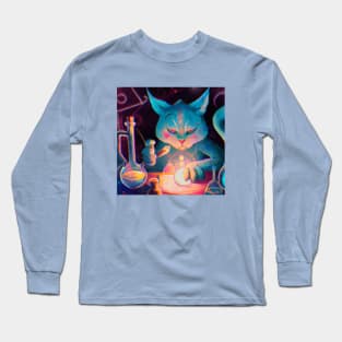 Blue Alchemist Cat Learned How to Turn Catnip Into Gold Long Sleeve T-Shirt